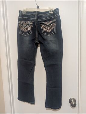 Faded Glory Dark Wash Boot Cut Jeans with Embroidered Back Pockets
